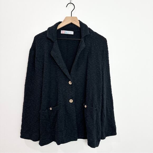 Free People Reign Textured knit Blazer Black Shabby Chic Bohemian size XS - Picture 3 of 8